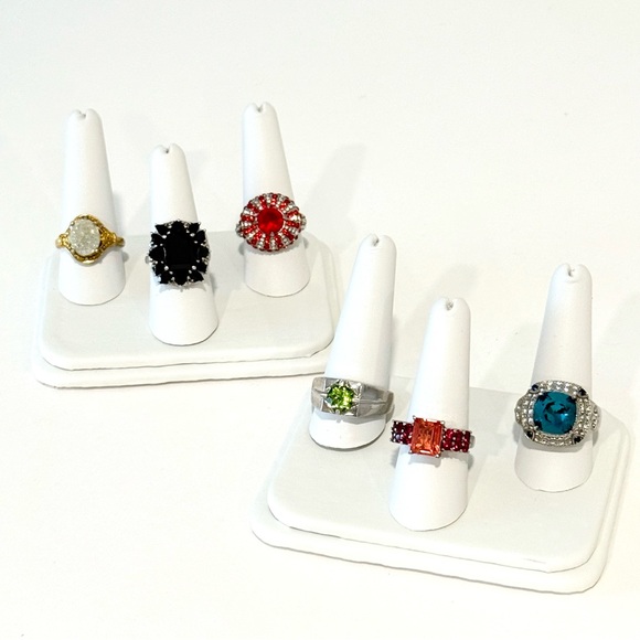 Lot Of Karis STS Rings Semi Precious Gemstones Statement Red Blue Green - Picture 1 of 16